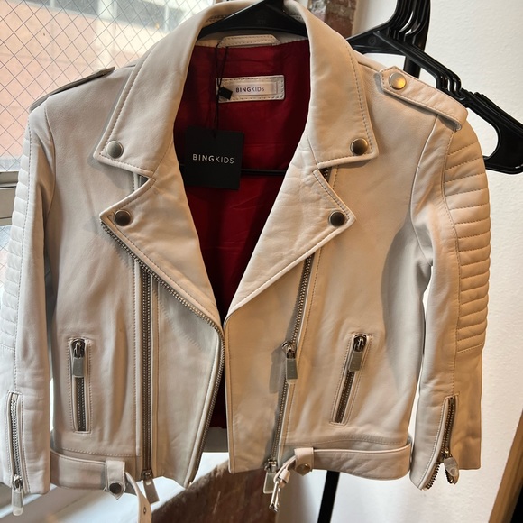 ANINE BING MINI CASSIDY WHITE REAL LEATHER JACKET - Picture 2 of 5